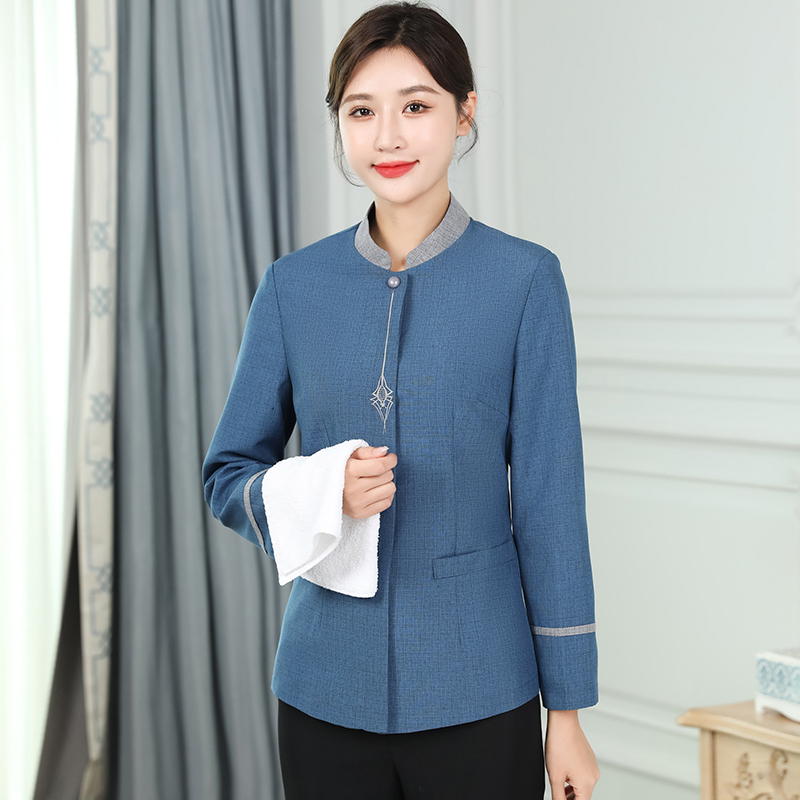 喜从天降撞色立领酒店家政保洁长工作服男女款H14-9831-9835图5
