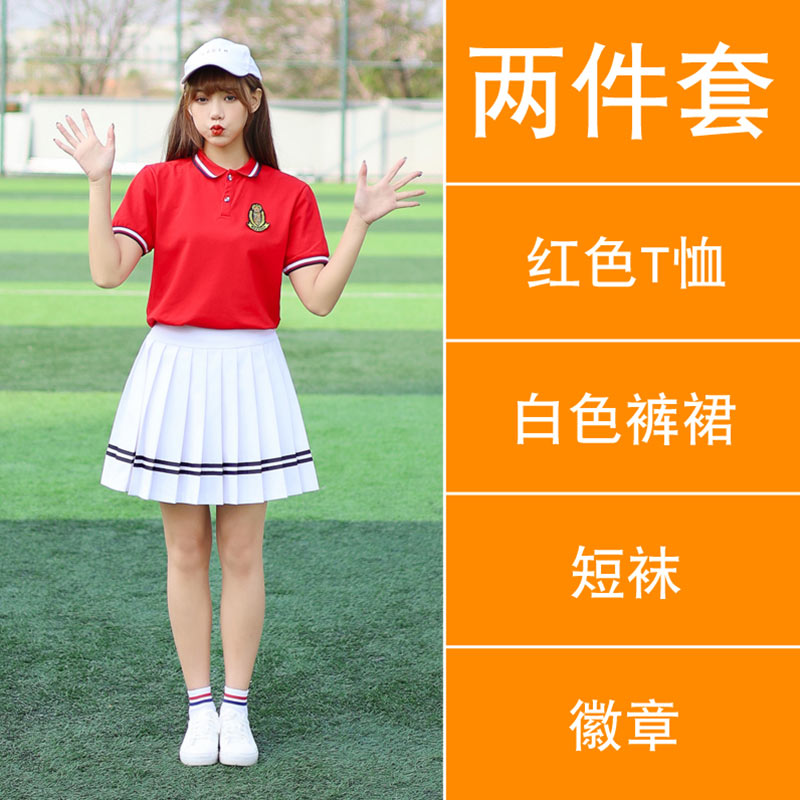 英伦学院风夏装班服运动会夏季初高中学生短袖校服两件套女款H23-1691图5
