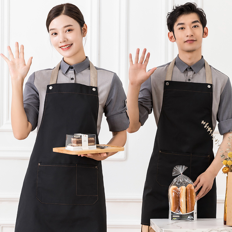 厨房围裙帆布挂脖围裙通款H01-221图4