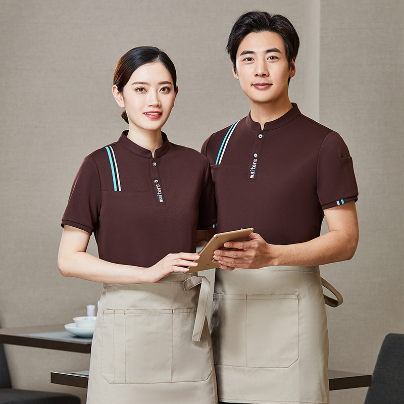 酷丝棉肩三条短袖服务员工作服上衣H01-2021-17图6