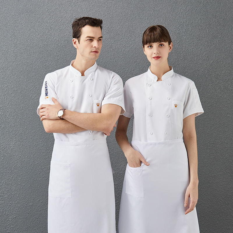 涤棉绣口袋绣皇冠短袖厨师服上衣H01-2021-29图4