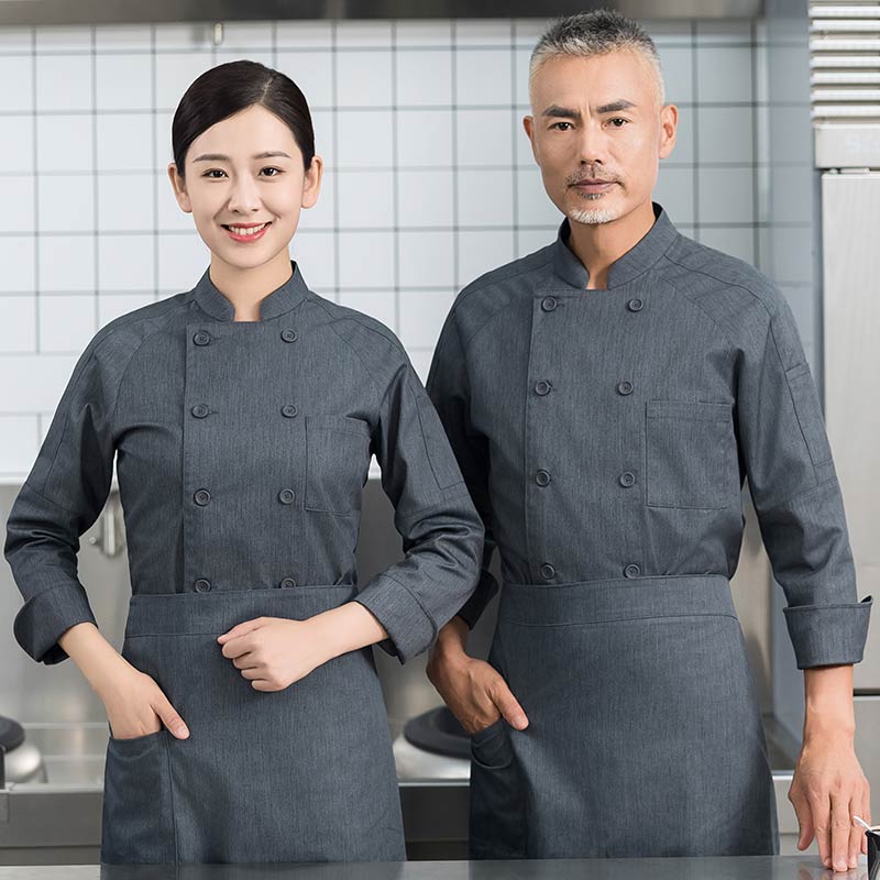 高颜值插肩双排长袖厨师服H01-2023-23图4