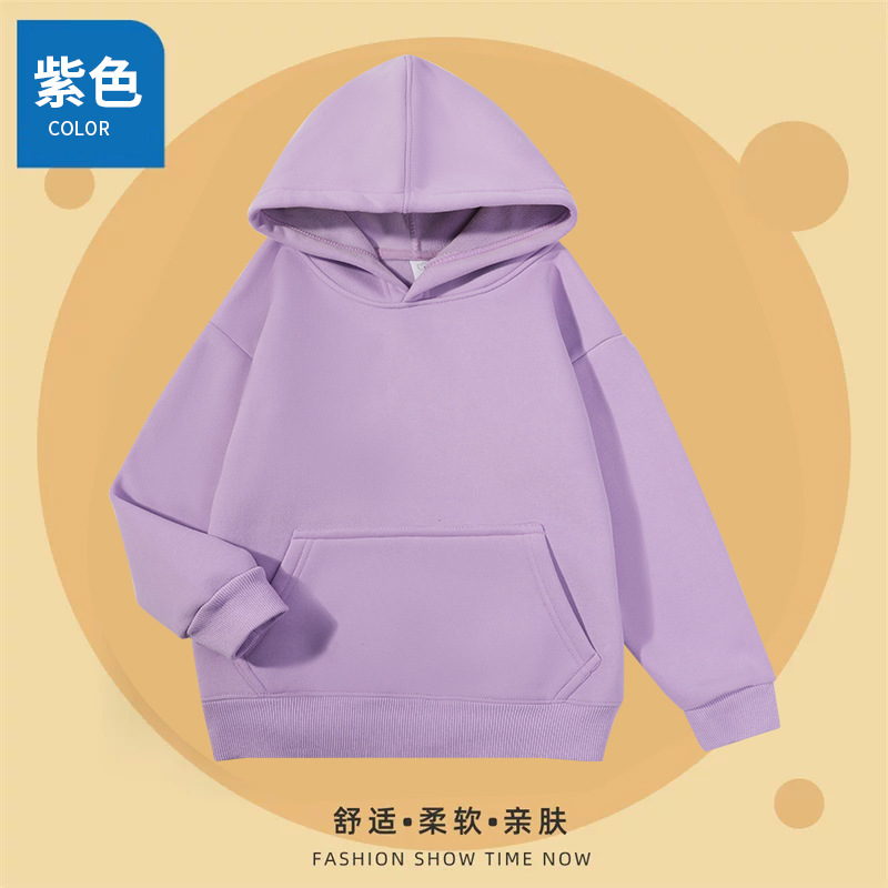 冬季奥粒绒纯色儿童连帽宽松加绒卫衣BC10-儿童奥粒绒帽衫图4