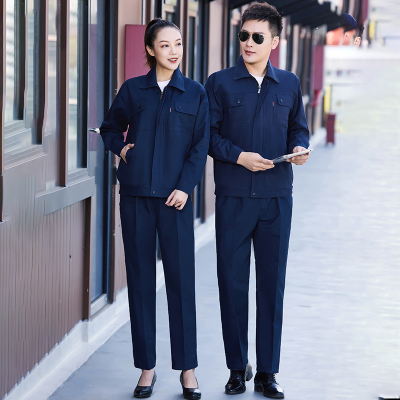 春秋纯棉厚纱卡长袖双层工作服套装B06-W22纯棉套装图2