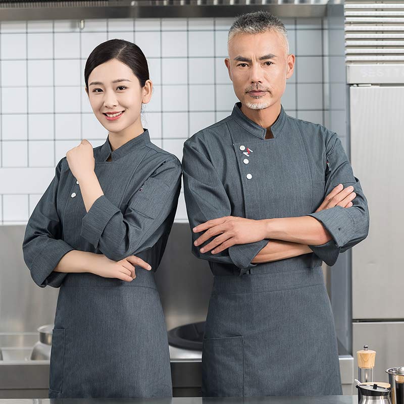 涤棉M字母长袖厨师服H01-2023-32图4