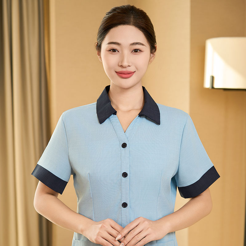 醋酸麻翻领衬衣短袖保洁服H20-D24-8059图2