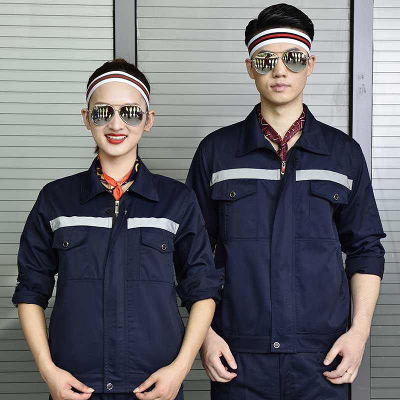 全工艺斜纹直反光条长袖工装服H13-005-008上衣图5