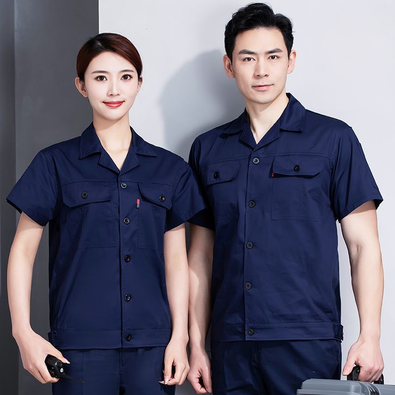 纯棉翻领工装短袖套装H30-H062图3