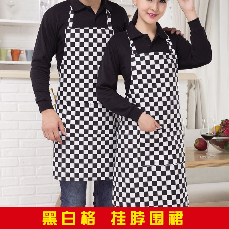 格子条纹花纹餐厅厨房挂脖系带围裙B05-05231图8