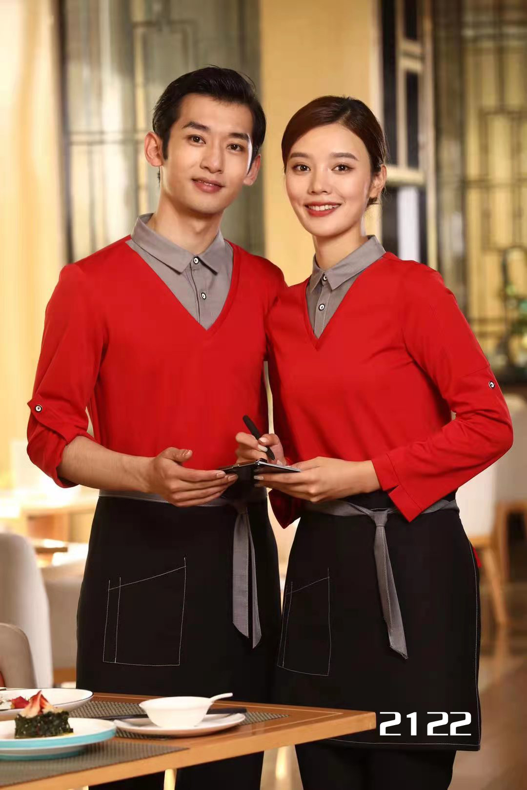 服务员假两件工装T恤SGQ-2122图4