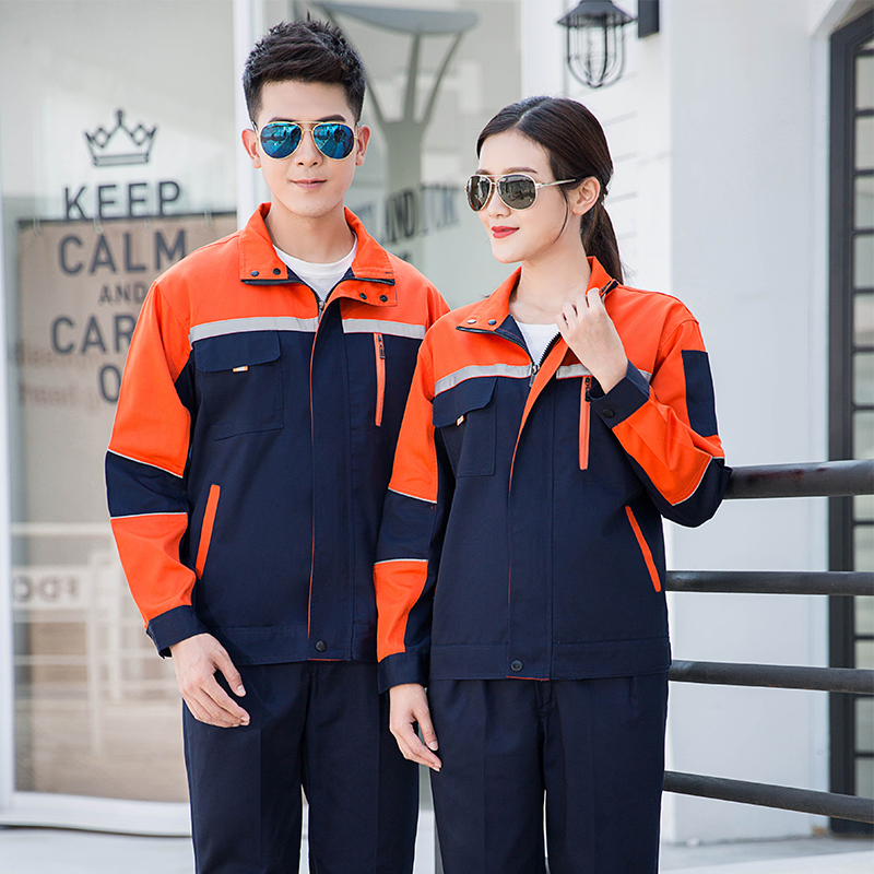 全工艺单层涤棉厚纱卡春秋款长袖工装劳保服套装B01-871-879套装图3