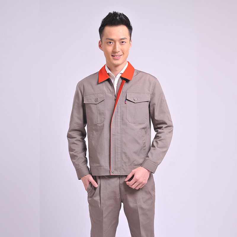 E02-单层拉链夹克长袖工装服套装图3