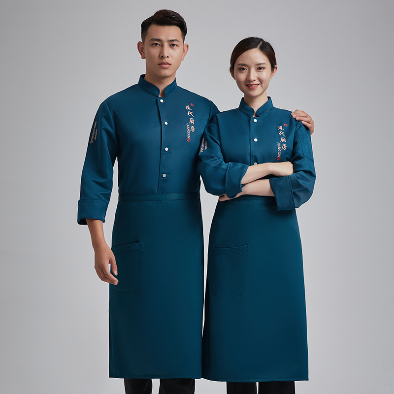 舒服呢单排厨房长袖厨师服上衣H03-L033图4