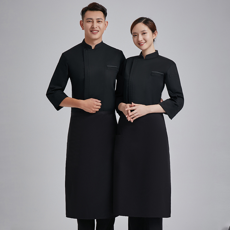 涤棉拉链长袖厨师服上衣H03-L007图2
