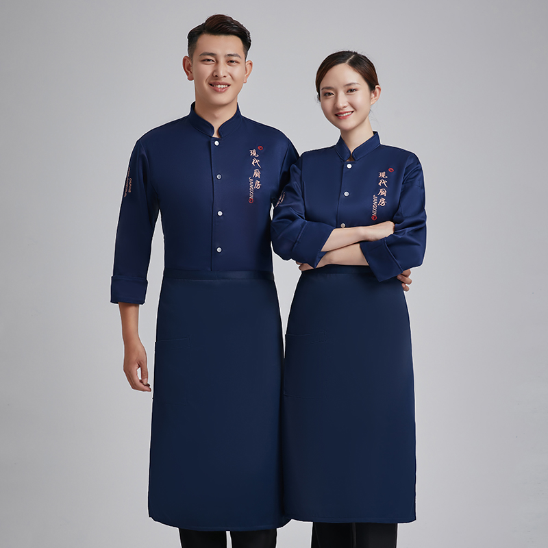 舒服呢单排厨房长袖厨师服上衣H03-L033图3