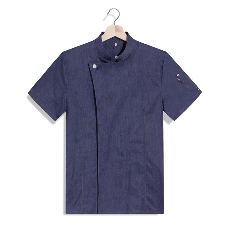 中华立领酒店厨师服短袖上衣H03-七彩纯棉图3