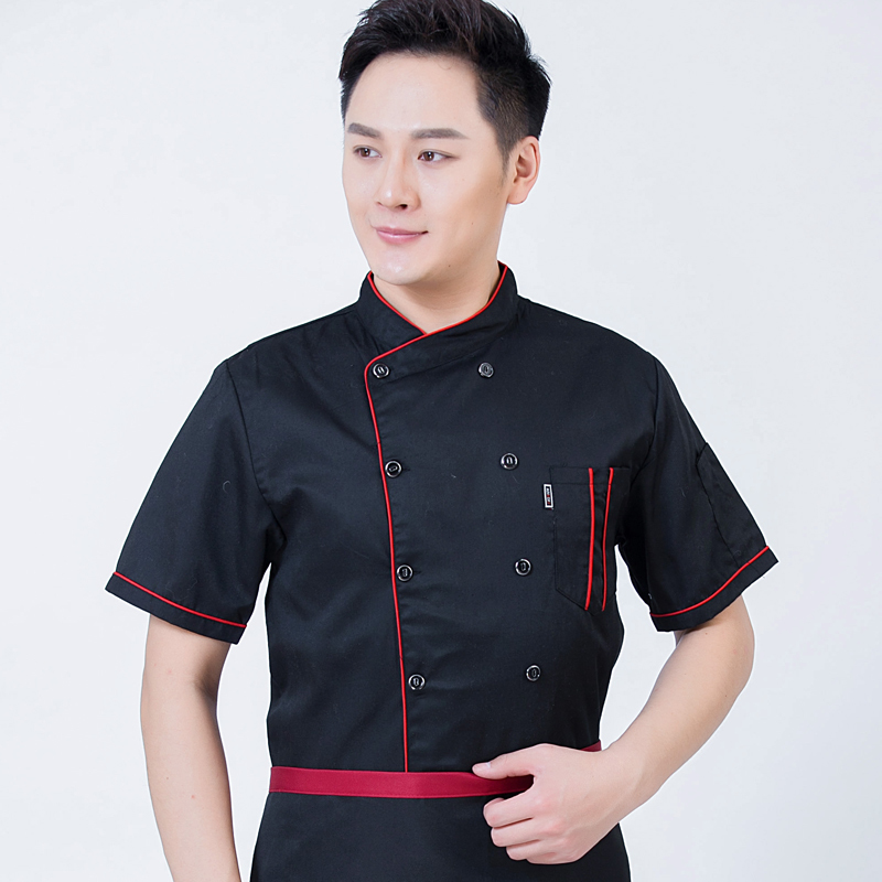 涤丝灰边短袖厨师服上衣H03-C0201033图2