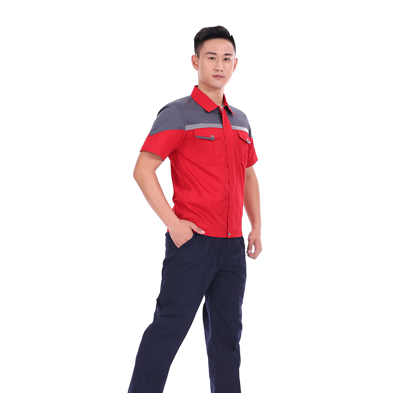 CVC细斜纹夏季短袖工作服套装J02-7701图2