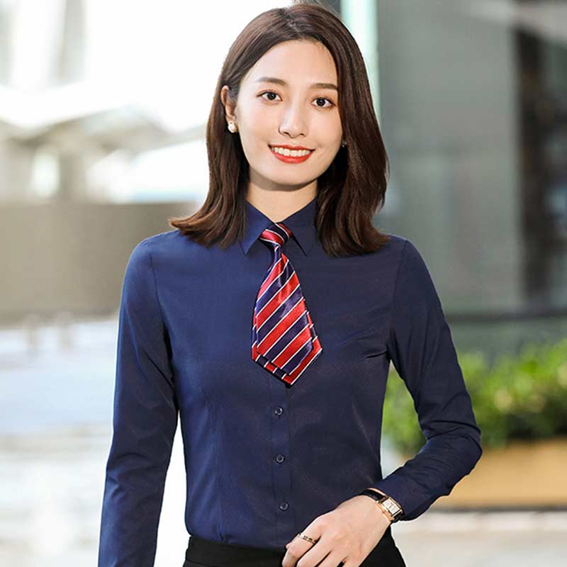 明门襟方领细斜纹长袖衬衫女款171-926女款长袖图3