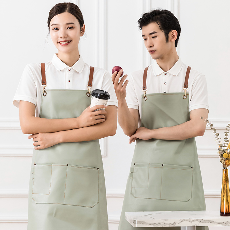 防水防污厨房餐饮皮革挂脖围裙通款H01-224图5
