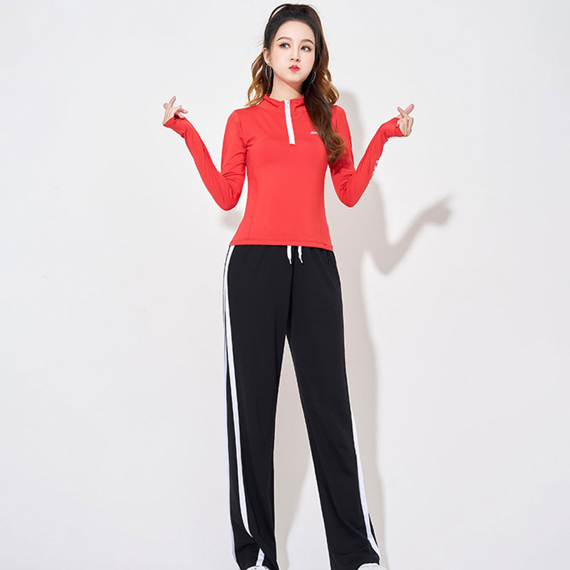 半拉链速干舞蹈服团体女装长袖运动服套装H25-small图13
