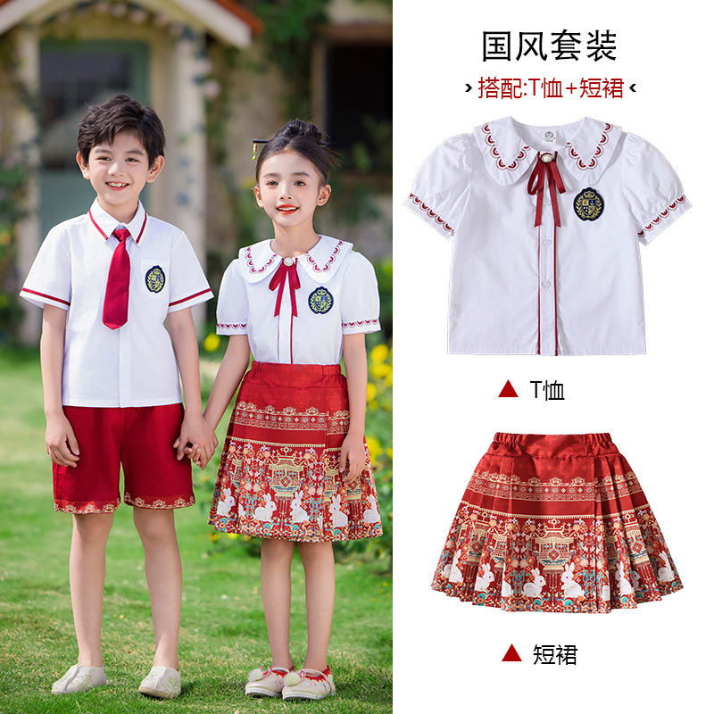 红白印花翻领校园英伦风校服套装215-913+915图3