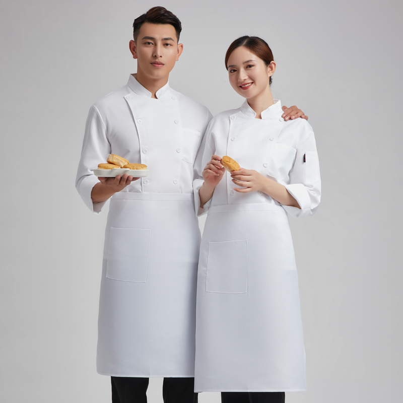 舒服呢立领厨房长袖厨师服上衣H03-L034图3