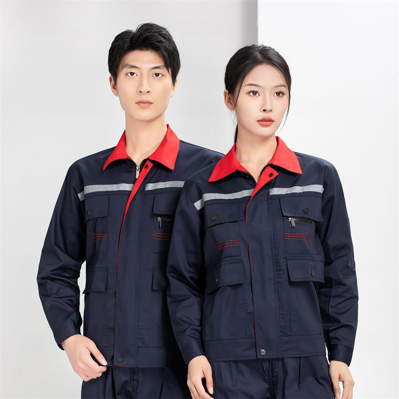夏季明线条拼色领长袖工作服上衣H22-23682图2