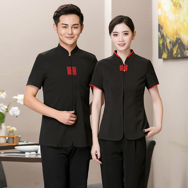 雪纺尼新对树短袖服务员工作服上衣H01-1915图2