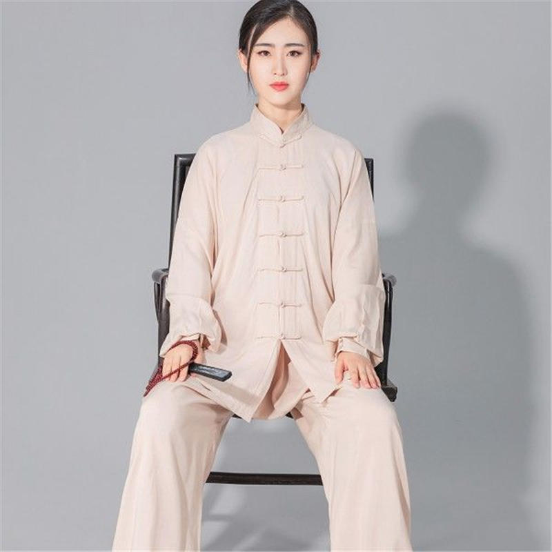 宽松舒适太极练功服套装P04-棉绸长袖图7