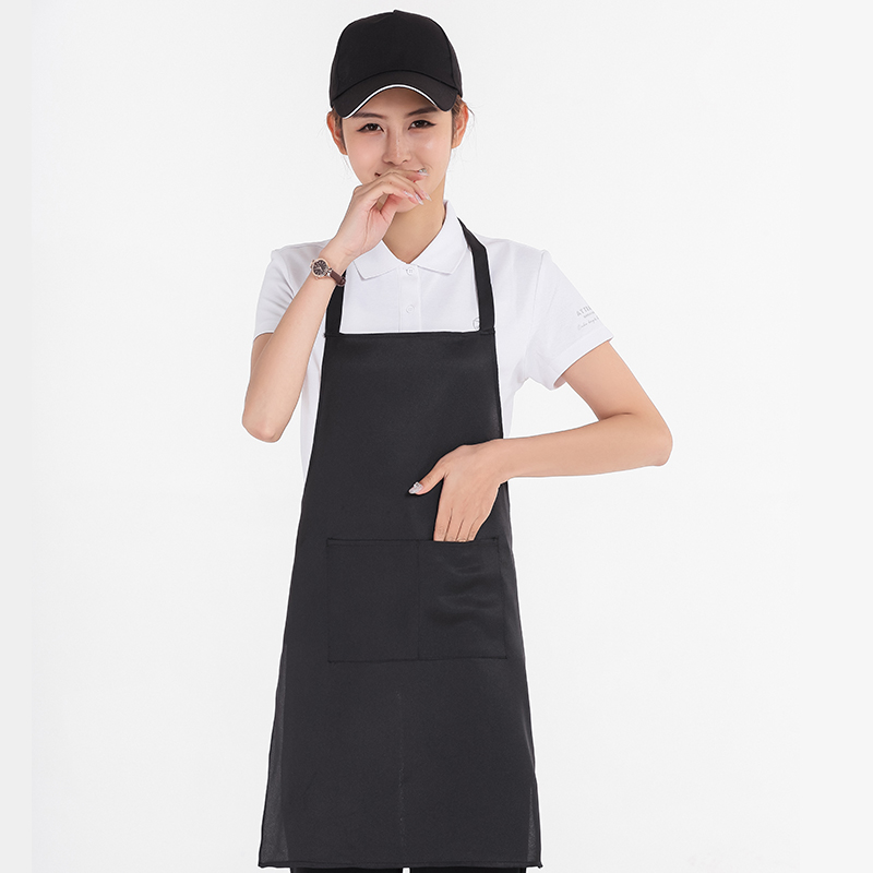 制服呢纯色挂脖围裙U01-599图2