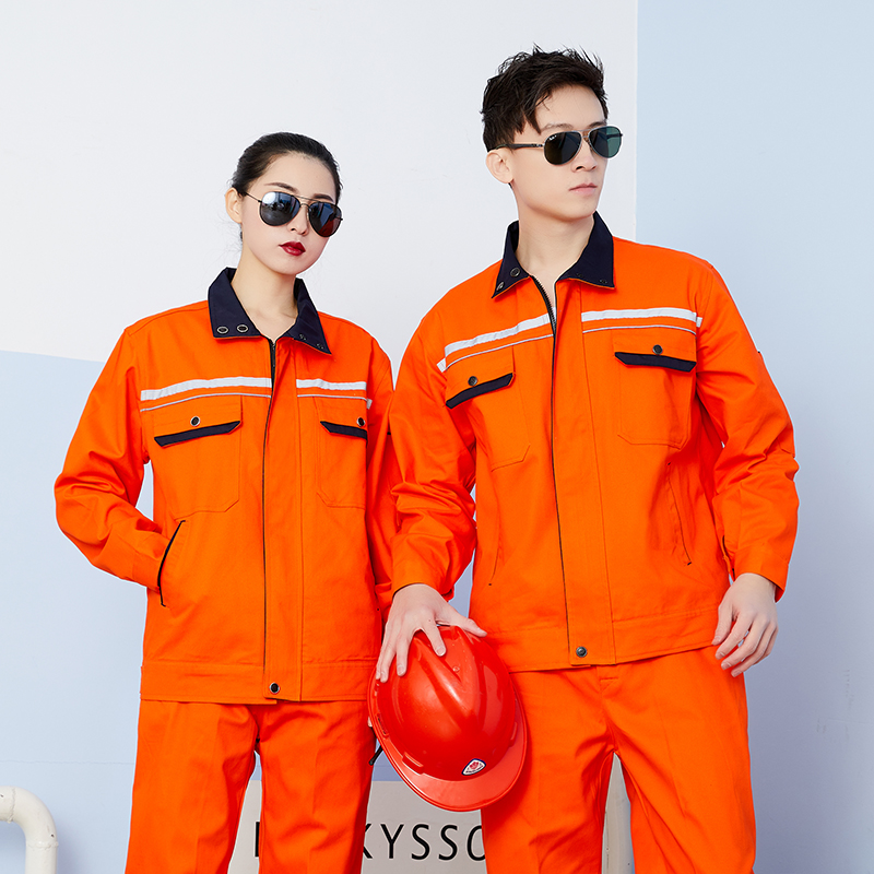 全工艺全棉兜盖领子拼色厚纱卡工作服工装上衣HBY-C6701-C6706上衣图6