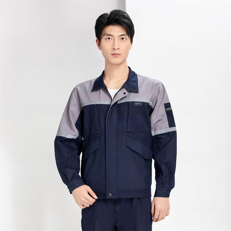 春秋涤棉磨毛拼色款长袖工作服上衣H22-2420图6