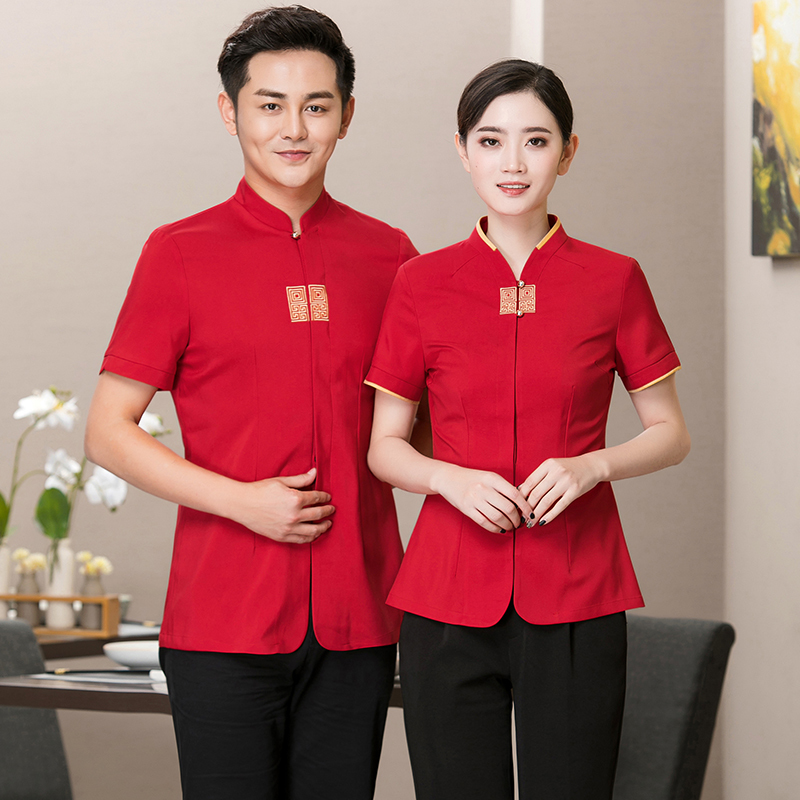 雪纺尼新对树短袖服务员工作服上衣H01-1915图6
