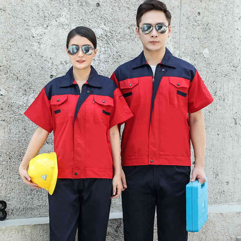 舒适面料七彩拼色短袖工作服套装B04-XD-301图7