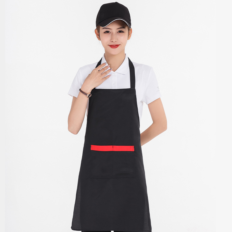 制服呢挂脖撞色大口袋围裙U01-588图2