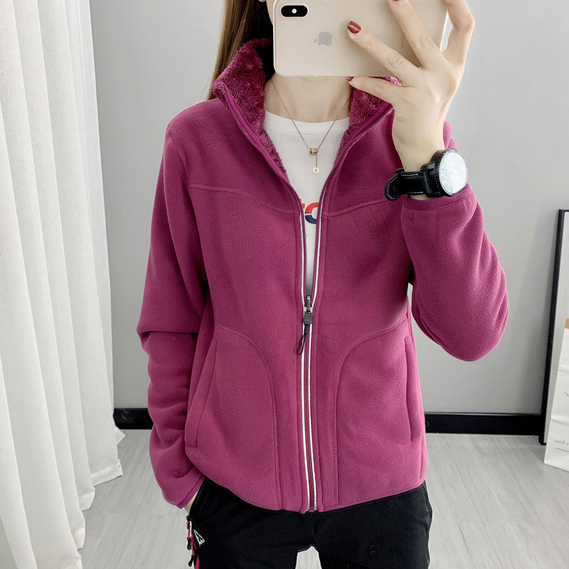 秋冬保暖两面穿长毛抓绒衣外套情侣款KG2-668女款图3