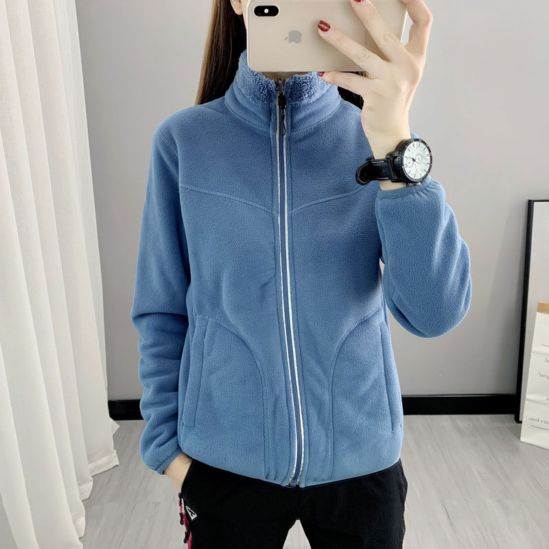 秋冬保暖两面穿长毛抓绒衣外套情侣款KG2-668女款图2