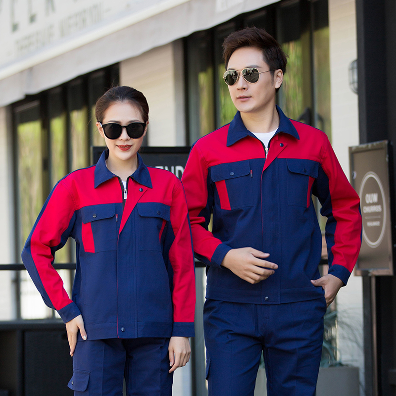 全工艺纯棉拼色厚纱卡工作服工装上衣HBY-C6501-C6506上衣图3