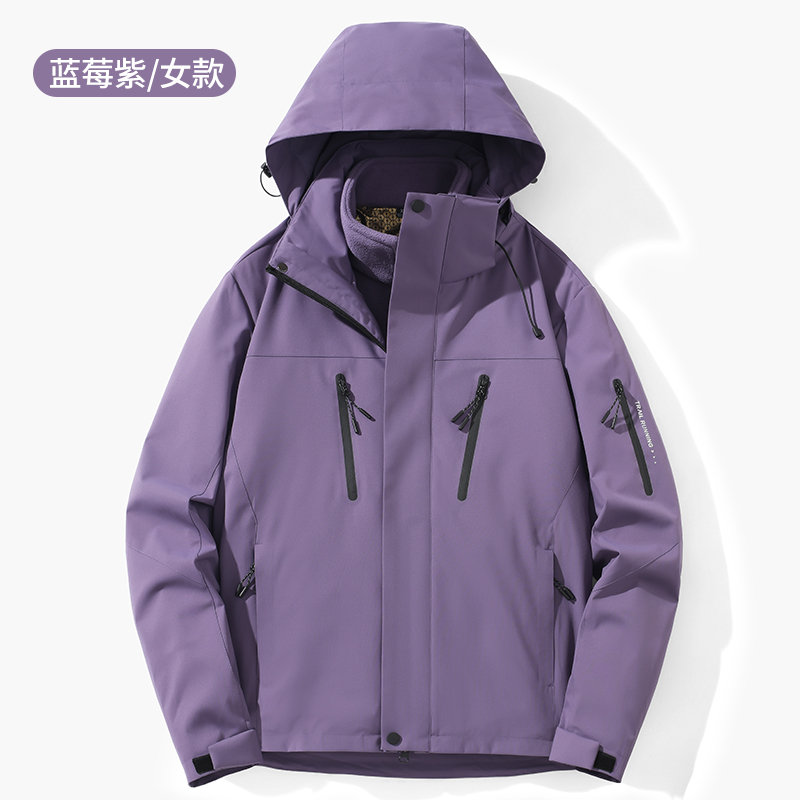 户外加绒三合一冲锋衣女款KM2-25592图4