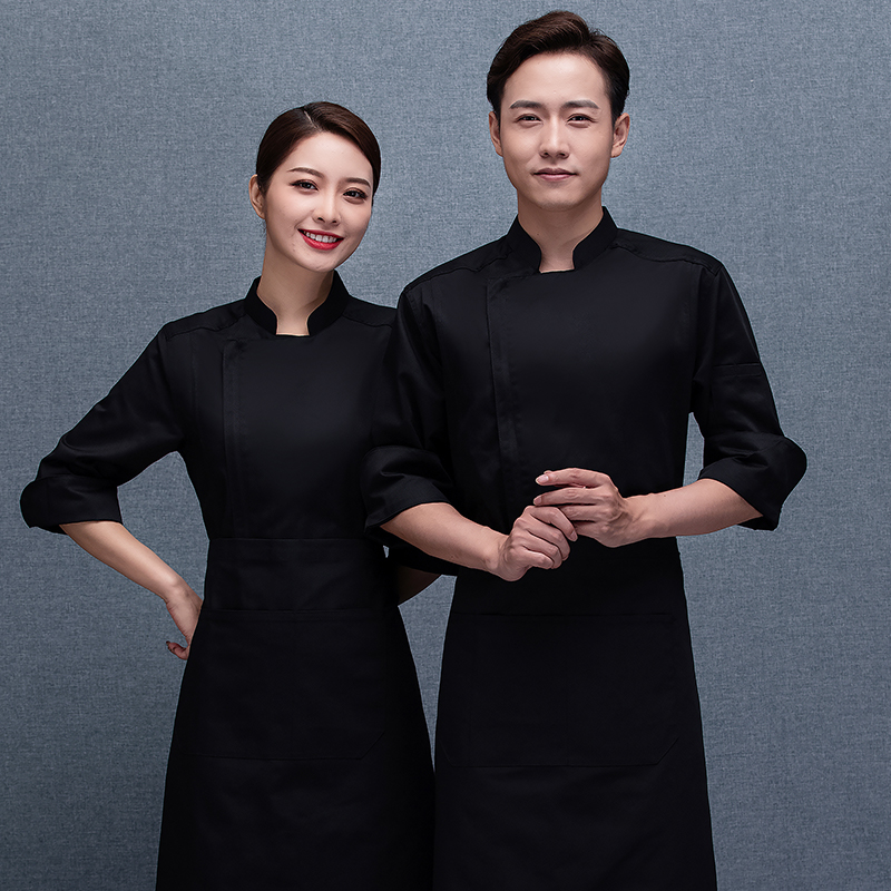 全棉沙卡七分袖拉锁厨师服上衣通款H02-21LY004-006图2