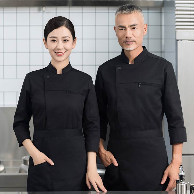 立领拉链口袋长袖厨师服H01-2023-29图2