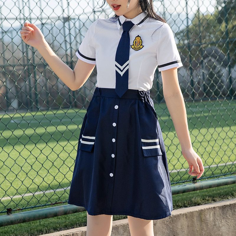 青春活力中学生短袖翻领校服男女款套装H18-1938图2