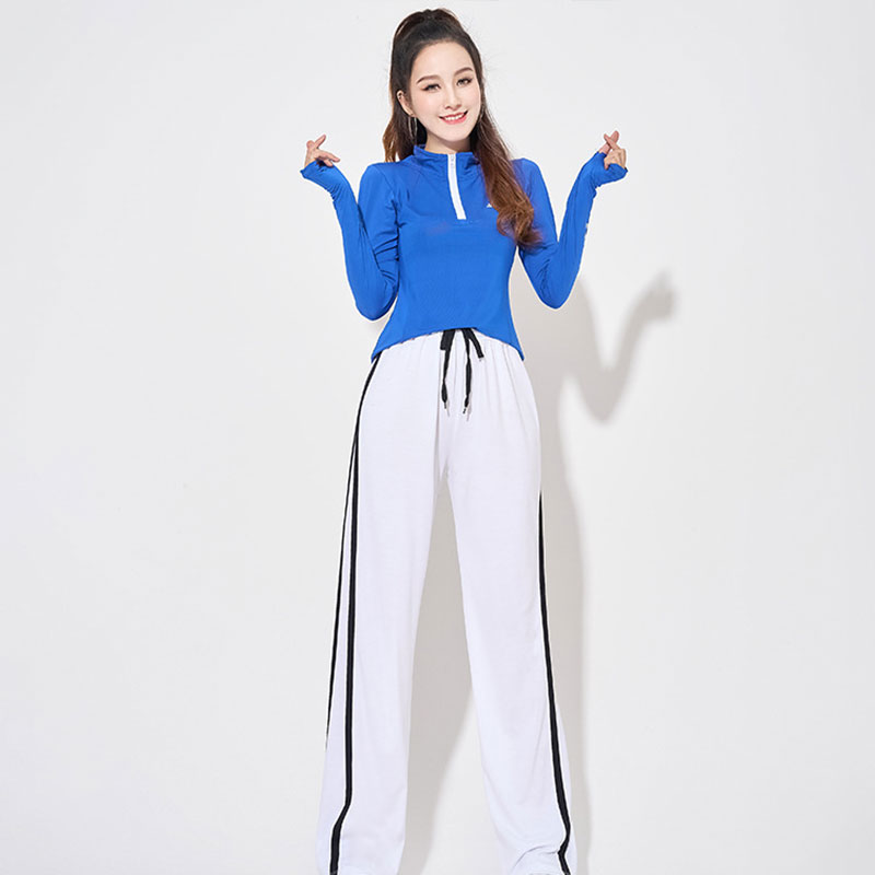 半拉链速干舞蹈服团体女装长袖运动服套装H25-small图16