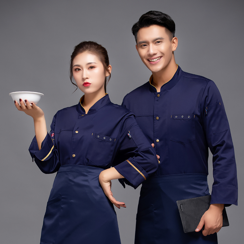 单排气眼酒店长袖厨师服上衣H12-L033图3