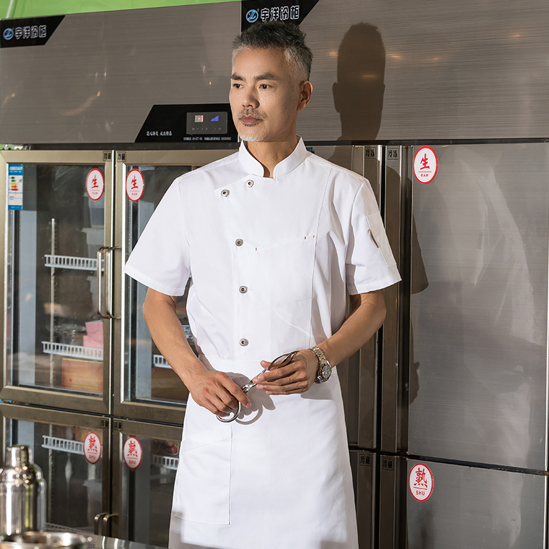 铜扣暗口袋短袖酒店厨师服上衣H01-2022-16图3