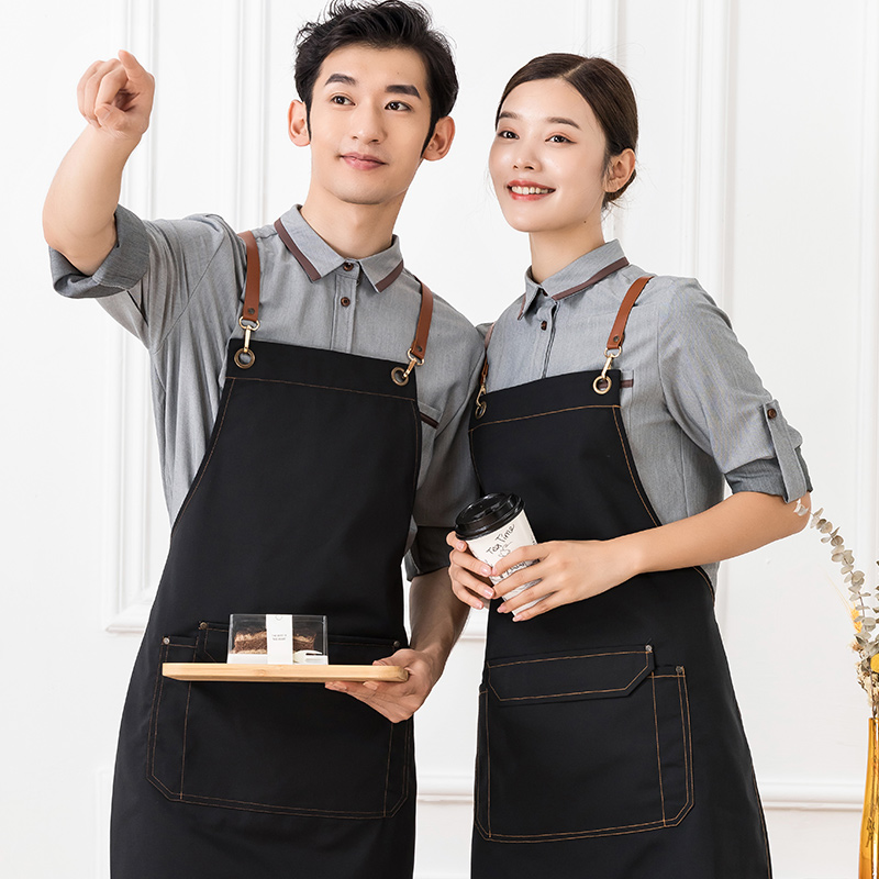 耐磨耐脏防水抗皱帆布挂脖围裙通款H01-220图4