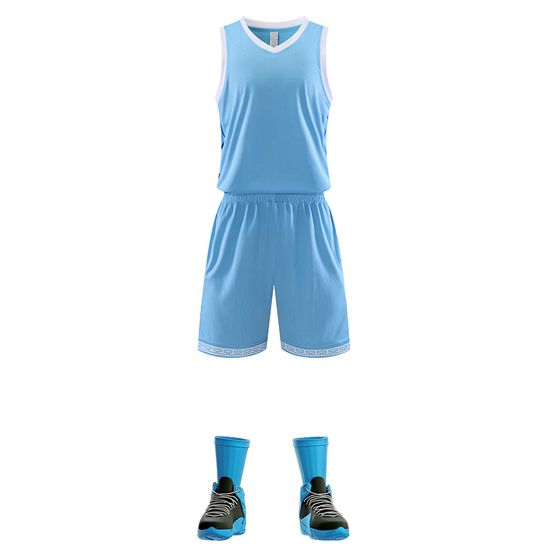 微弹透气白边美式篮球服套装YA-8663图2