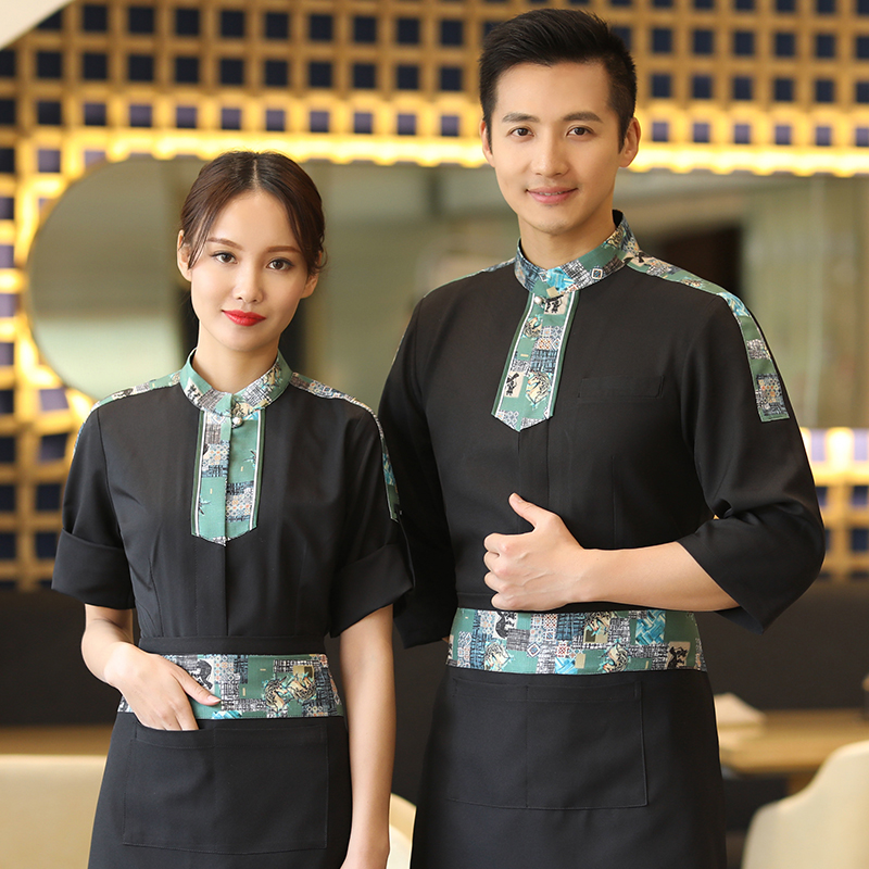 弹力纱西域风短袖服务员工作服上衣(含围裙)H02-20F172-175图2