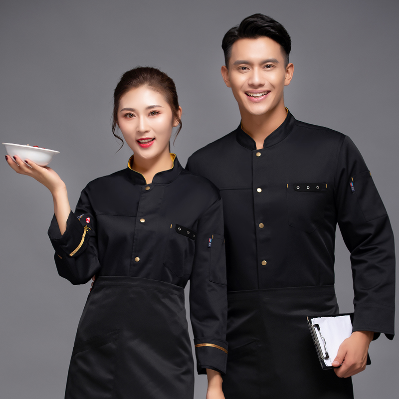 单排气眼酒店长袖厨师服上衣H12-L033图2
